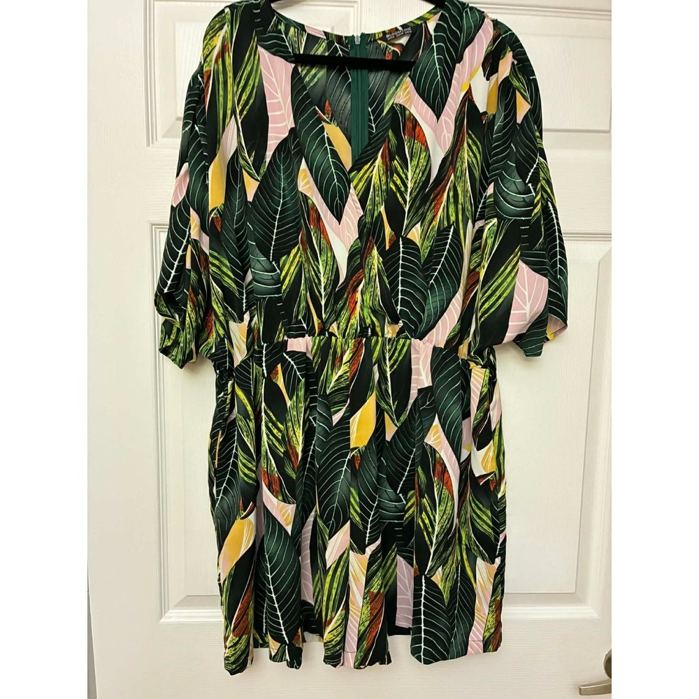 BloomChic Women's Tropical Leaf Print Culotte Dress Skort US 22-24 Tropical Leaf